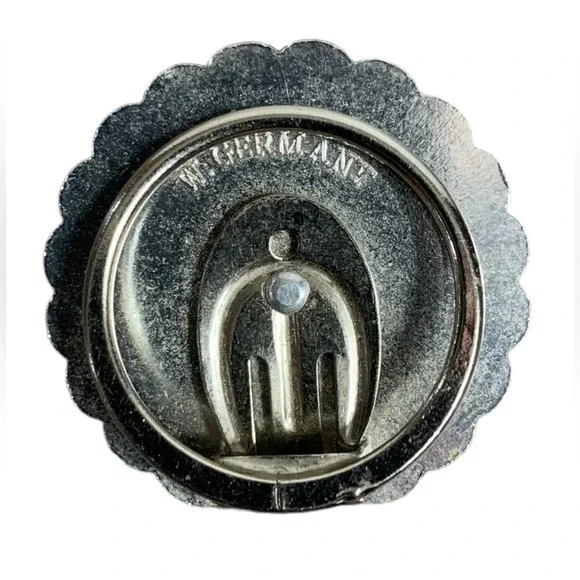 Vintage Signed W. Germany Silver Tone Intricate Round  Dome Scarf Clip - Picture 2 of 7